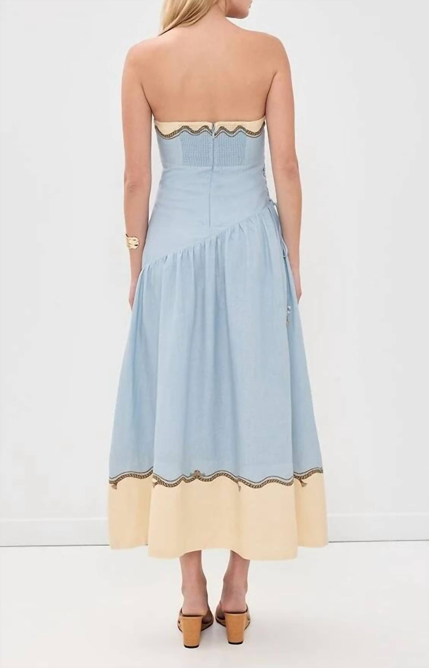 Farm Rio - Souvenir Strapless Side Ties Midi Dress