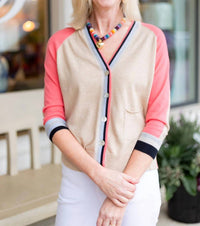 Zaket & Plover - Stripe Trim Cardigan