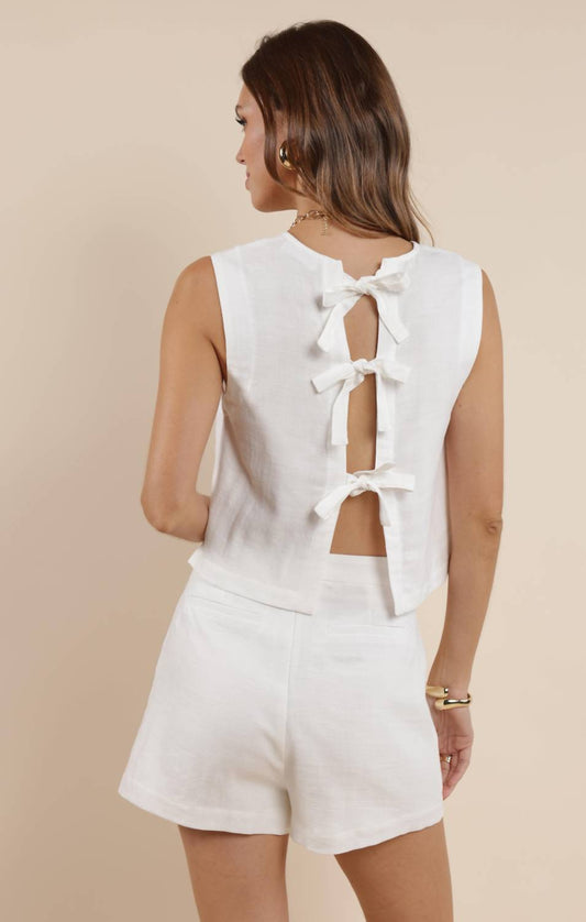 Sage The Label - Coastal Calm Linen Tie Back Tank