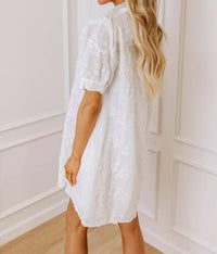 Entro - Floral Embroidered Button Down Dress