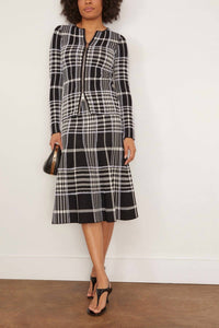 Brandon Maxwell Greer Zip Front Knit Cardigan in black plaid - women's cardigan - alternate view