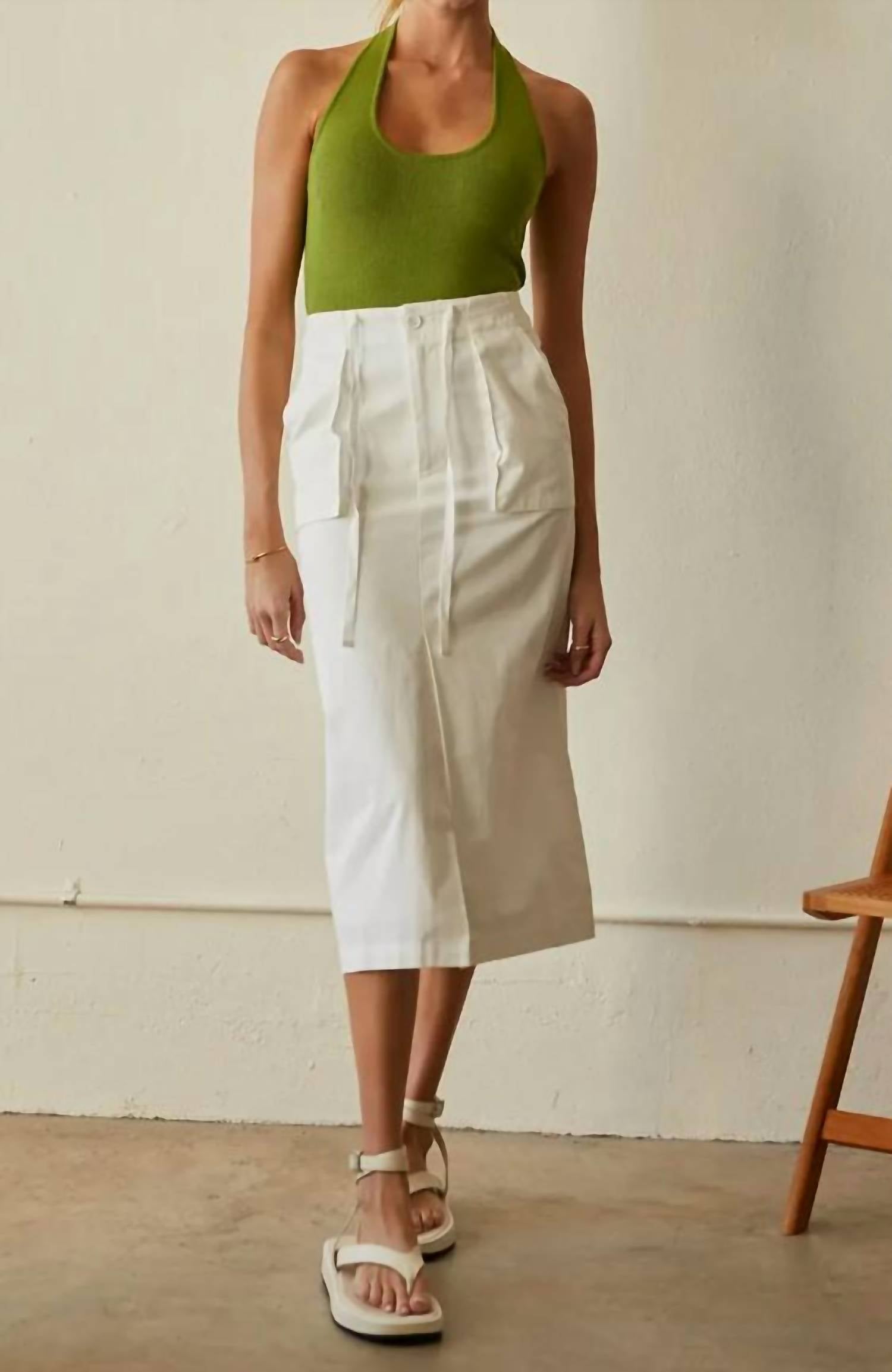 Crescent - Twill Midi Willow Pockets Skirt