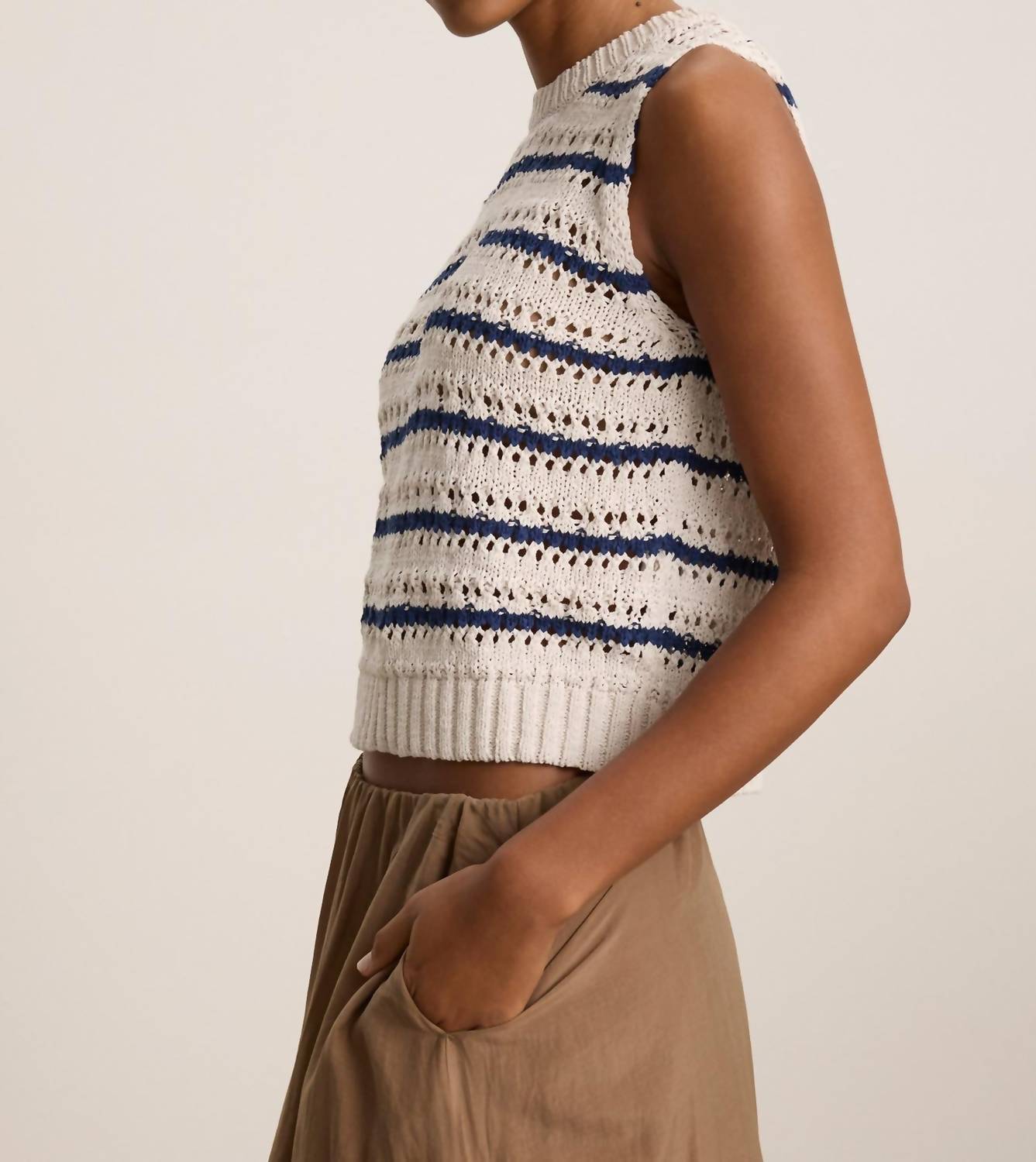 Velvet By Graham & Spencer - Calista Crochet Stitch Stripe Tank
