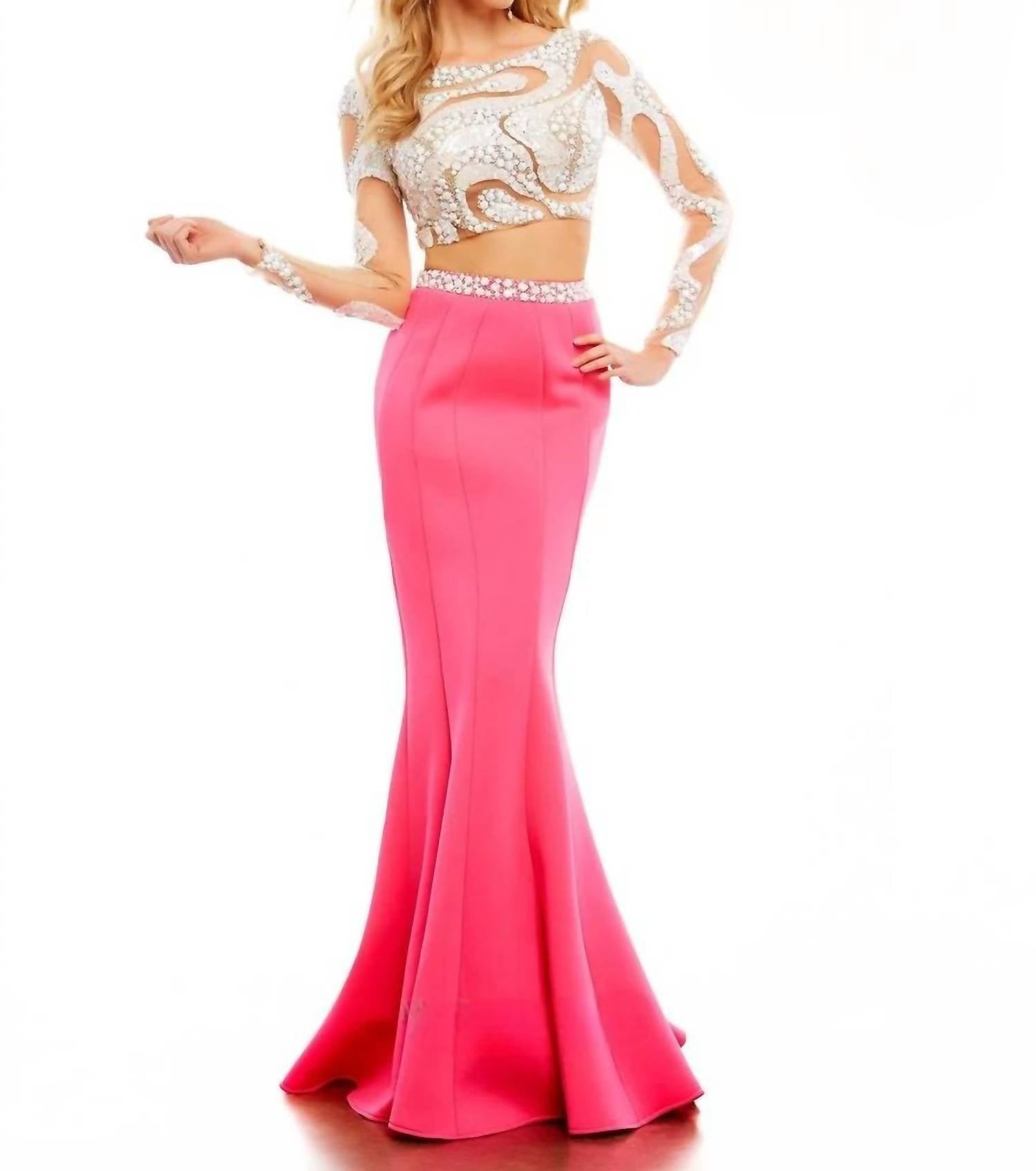 Mac Duggal - Long Sleeve Two-Piece Gown