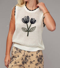 Urban Daizy - Boho Tulip Embroidery Crochet Vest
