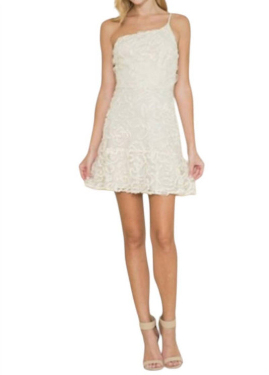 Maniju - One Shoulder Embroidered Ruffle Hem Dress