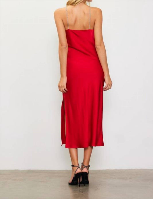 Skies Are Blue - Vanessa Diamante Strap Satin Slip Halter Dress