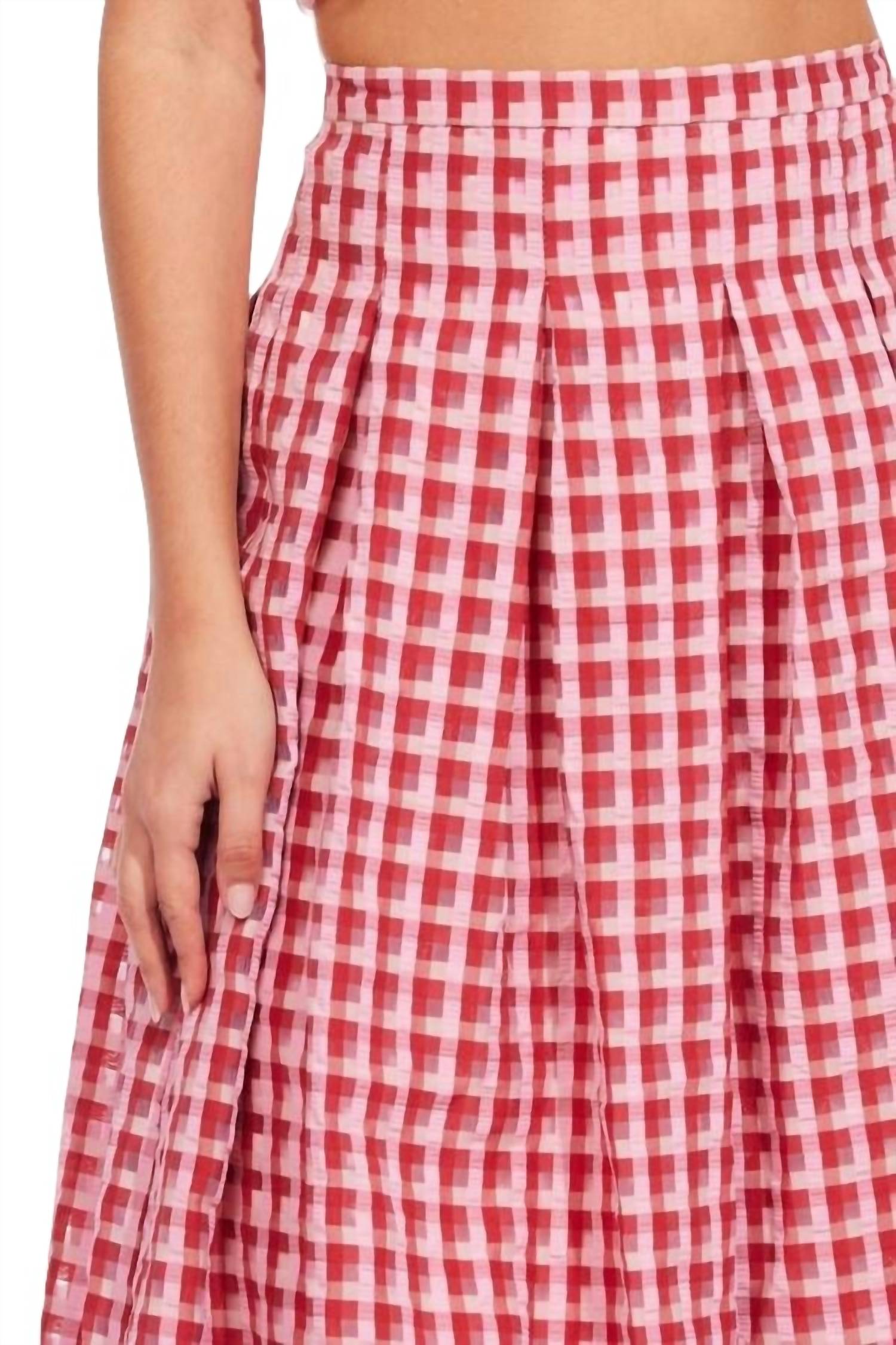 Eva Franco - Textured Plaid Midi Skirt