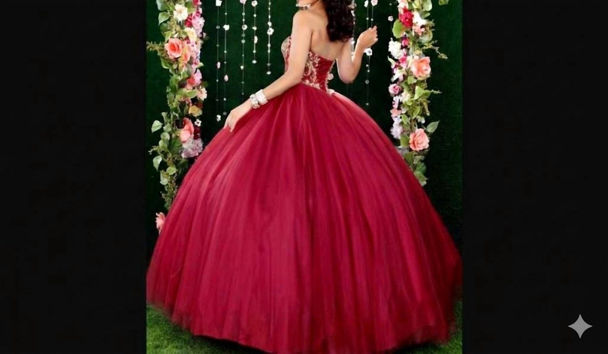 Karishma Creations Women's Prom Dress in red gold - women's dress - detail view