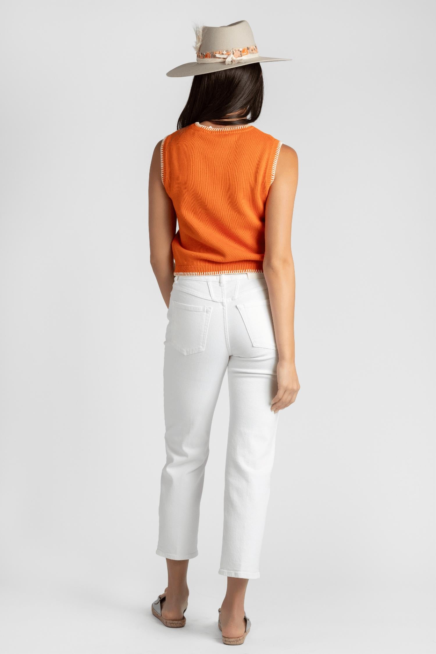 White + Warren - Organic Cotton Blanket Trim Tank