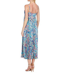 Joy Joy Bustier Pleated Midi Dress in lush paisley - women's dress - detail view
