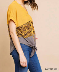 Umgee - Colorblock Waffle Top