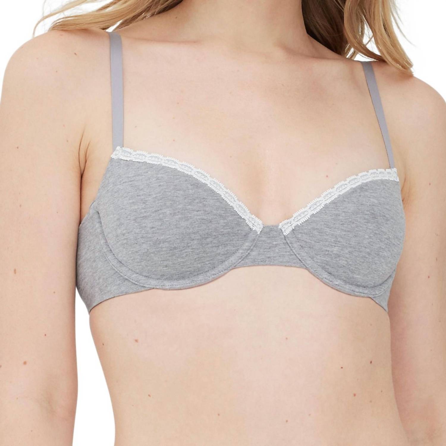 Skarlett Blue Adorned Cotton Underwire Bra in heather gray - women's intimate