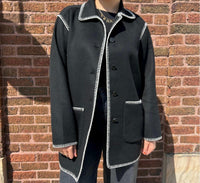 Elliott Lauren Whipstitch Wool Blend Coat in black and white - women's jacket
