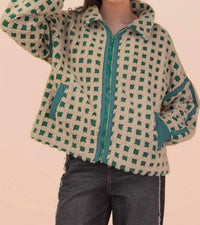 Very J - Oversized Checker Fleece Jacket