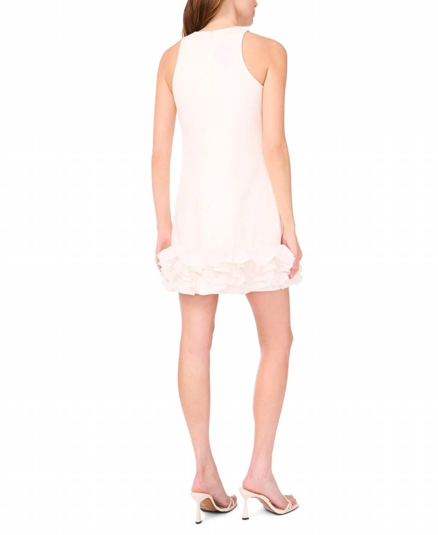 CeCe Sleeveless Ruffled-hem Mini Dress in ivory - women's dress - alternate view