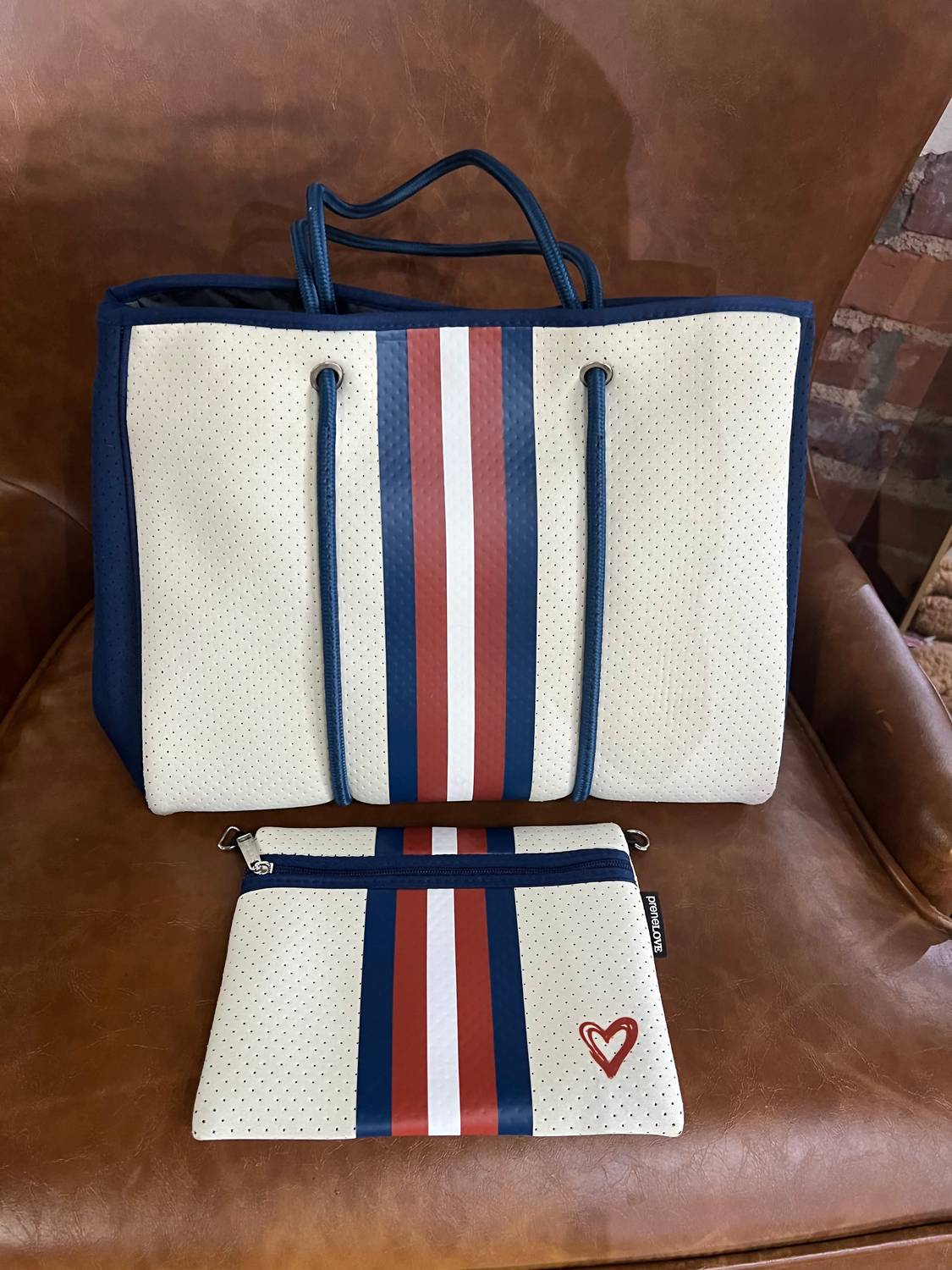 preneLOVE Women's Tote Bag in stripe - women's bag - detail view