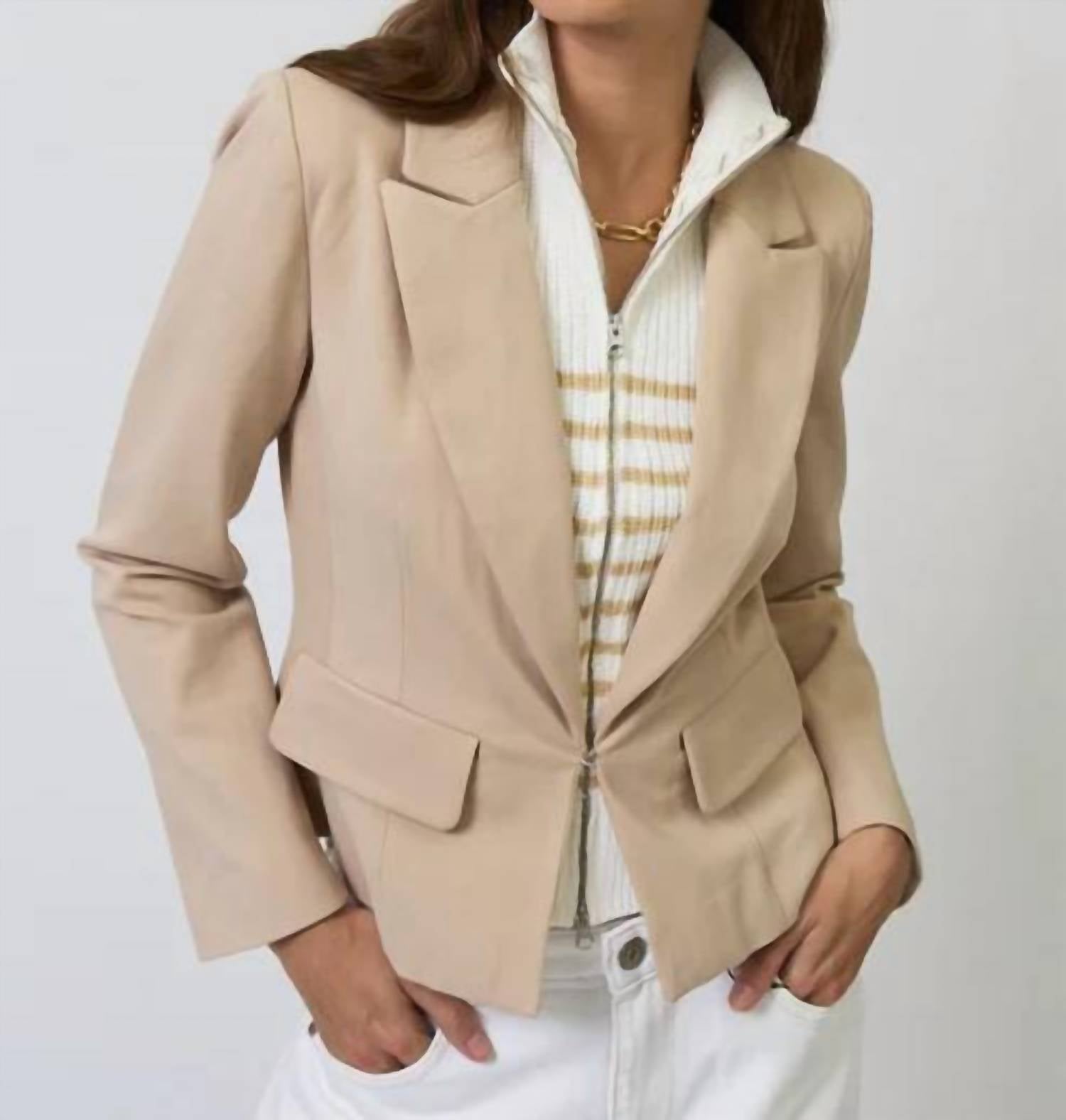 Central Park West - Chloe Nautical Stripe Sweater Dickey Jacket