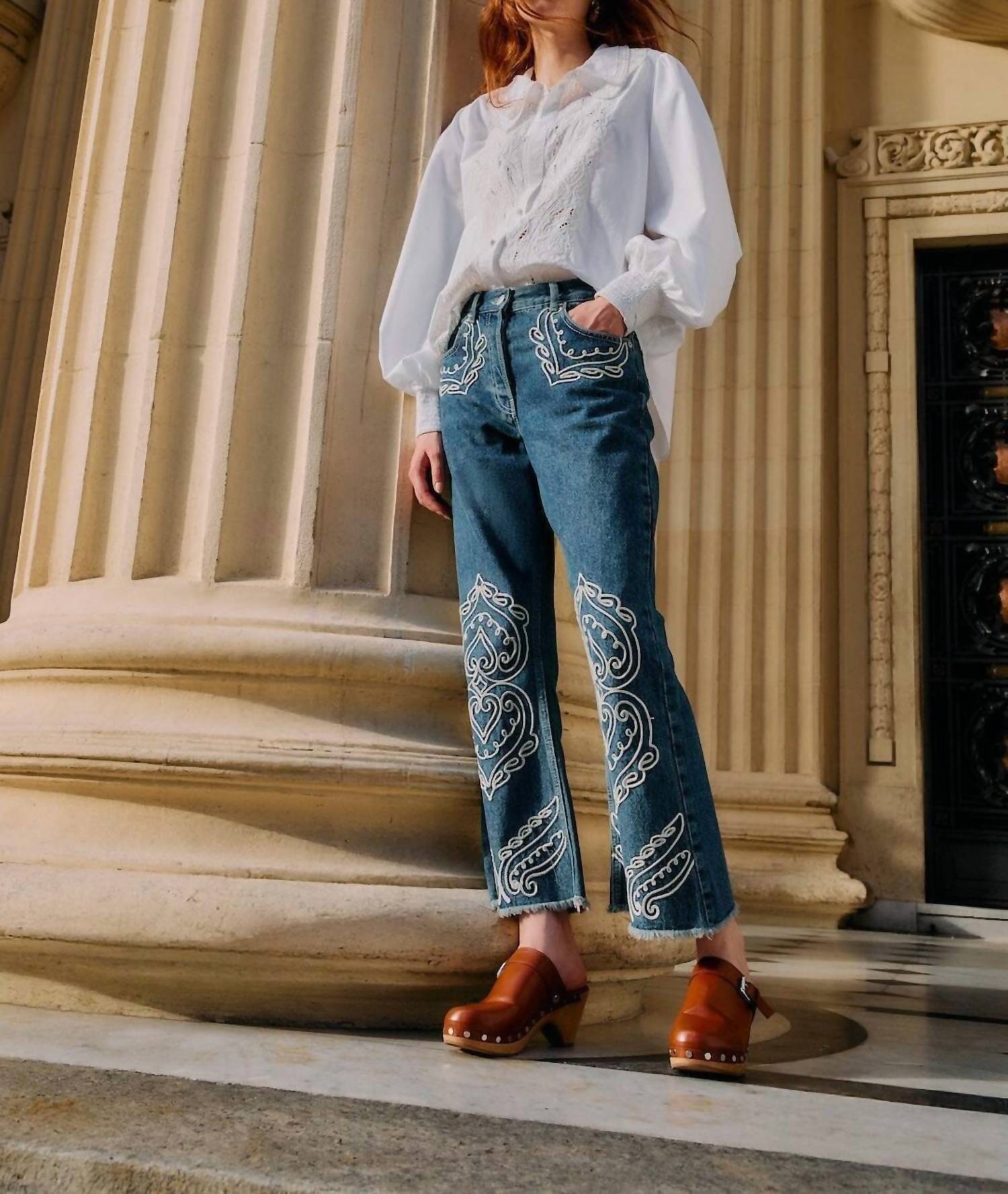 FARM RIO CORNELY PANTS in denim - women's jeans - detail view