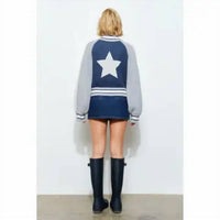 Pretty Garbage Adriana Zip Up Cardigan in grey - women's cardigan - detail view