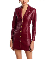 Alice + Olivia - Michelle Fitted Vegan Leather Mini Blazer Dress