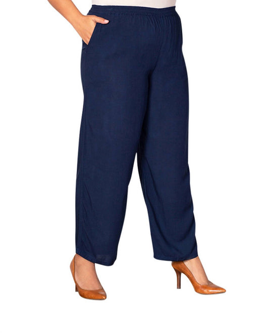 On The Plus Side - Essential Wide Leg Rayon Pants - Plus