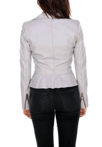 LEATHER PERFECTO WITH RUFFLE JACKET