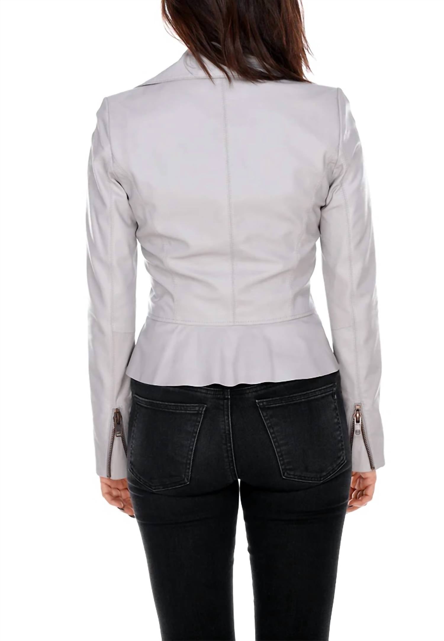 LEATHER PERFECTO WITH RUFFLE JACKET