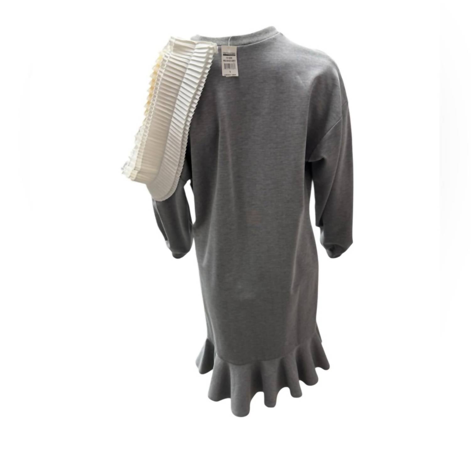 CQbyCQ Ruffle Hem Sweater Midi Dress in gray melange - women's dress - alternate view