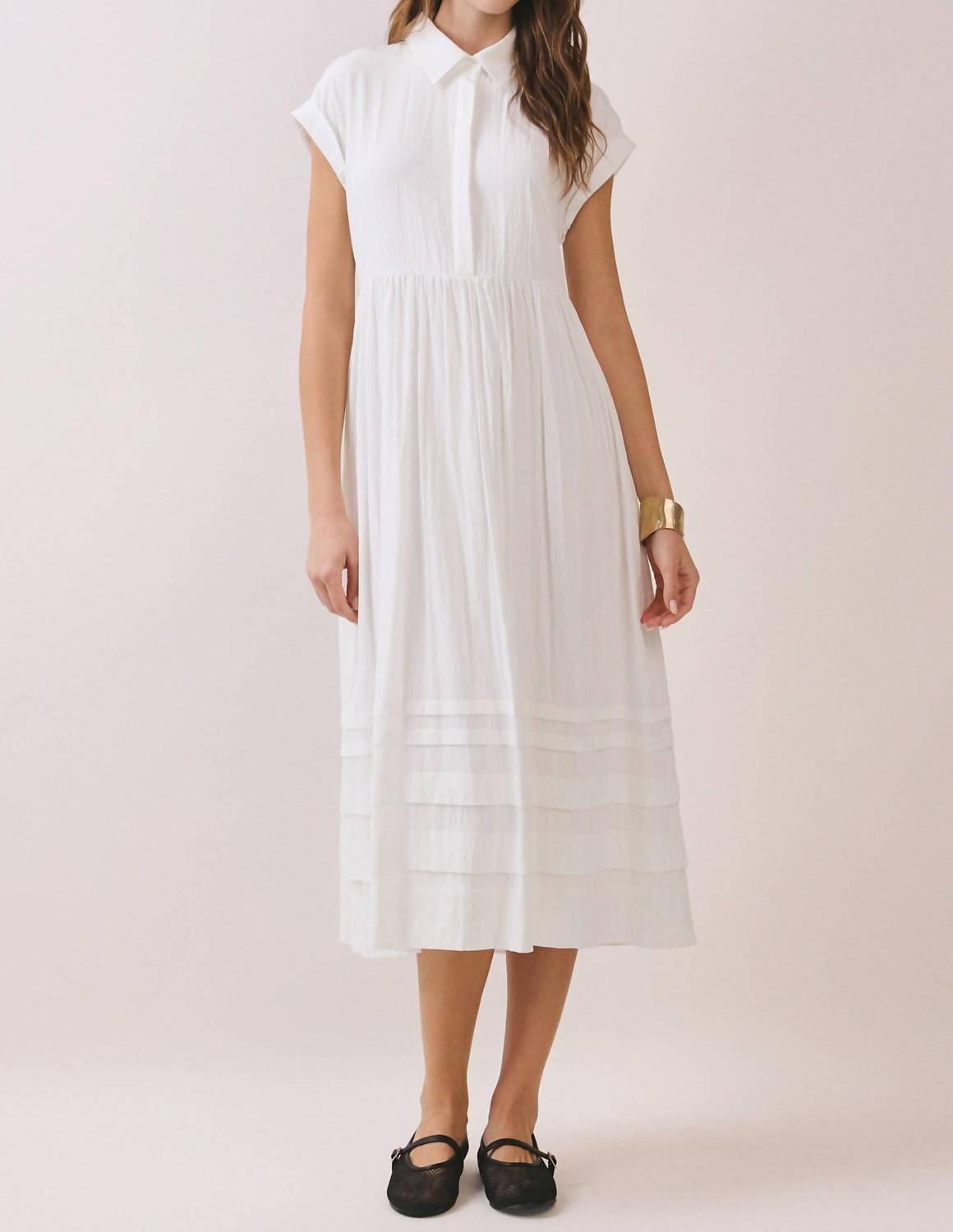 Tcec - Classic Shirt Pleated Dress
