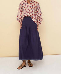 Sonmer Cotton Midi Skirt in blue - women's skirt - alternate view