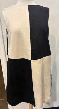 KLd. Signature Faux Suede Colorblock Dress in cream and black - women's dress - alternate view
