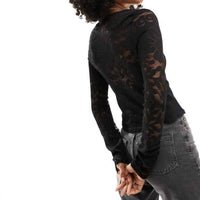 Free People - Lace Detail Long Sleeve Top