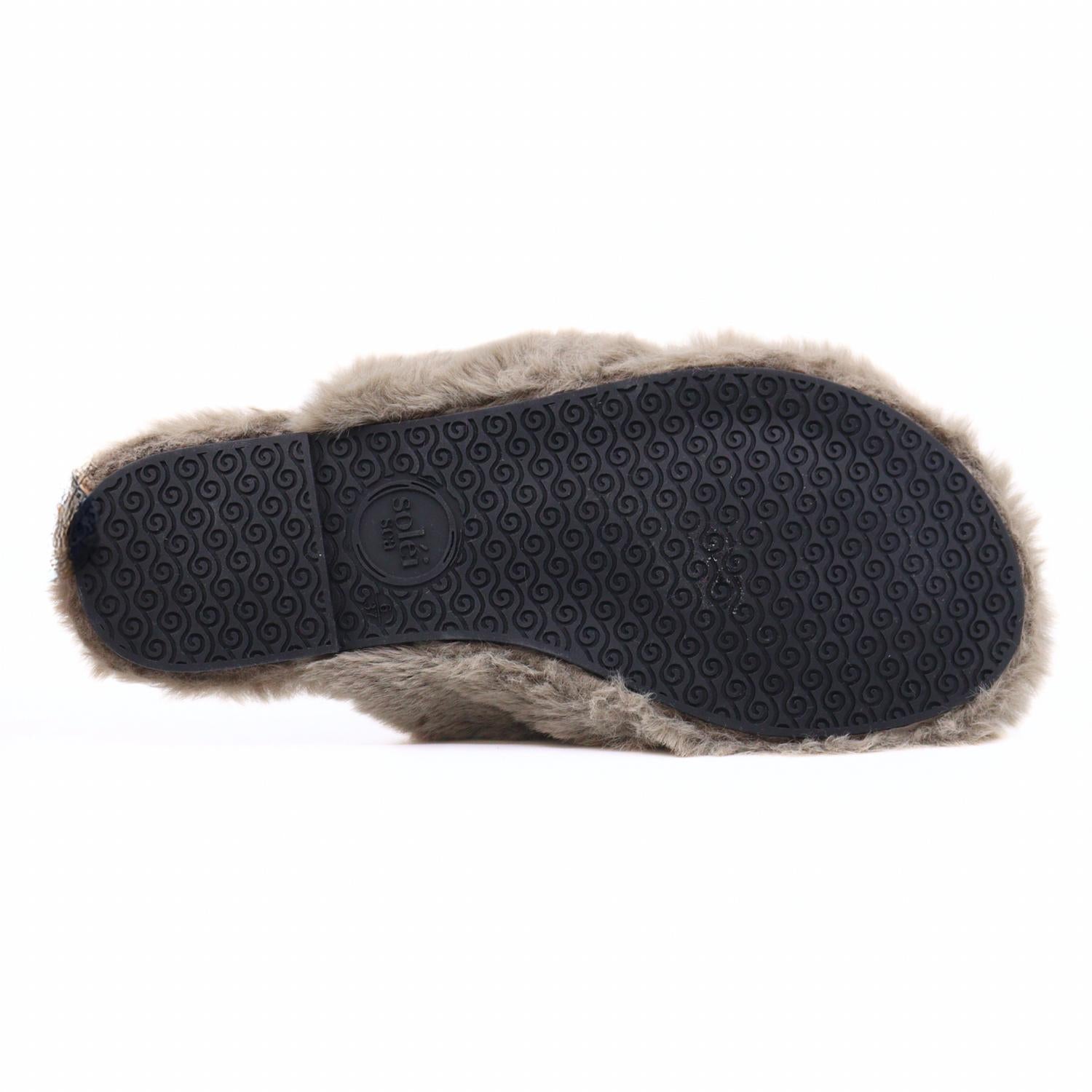 solei sea Women's Izzie Faux Fur Slip-ons in grey - women's shoe - view 6