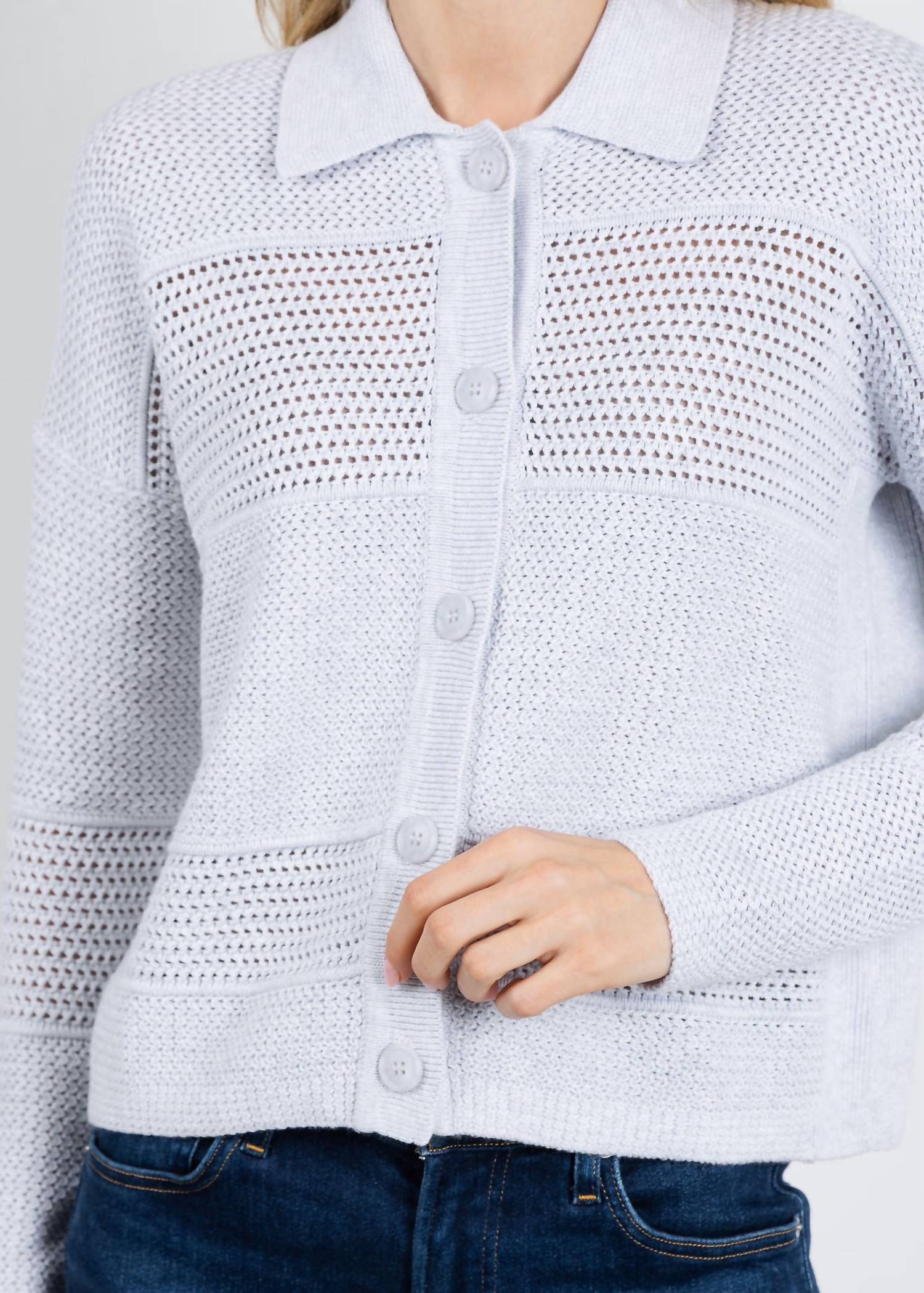 Kinross - Mixed Textured Collared Cardigan