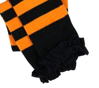 RuffleButts Babies And Toddlers Halloween Tights in black orange - kids' accessory - detail view