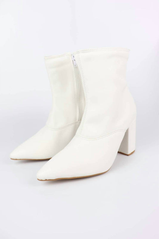 Everglades - Women's Ivory Chic Block Heel Ankle Boots