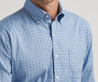 PETER MILLAR Caspian Perfect Pinpoint Cotton Stretch Shirt in blue freesia - men's shirt - alternate view