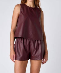 Crosby by Mollie Burch Vegan Leather Cailan Shorts in fig - women's shorts