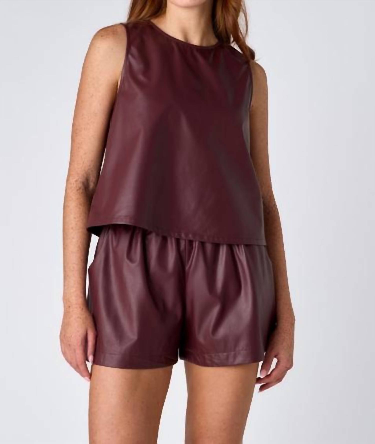 Crosby by Mollie Burch Vegan Leather Cailan Shorts in fig - women's shorts