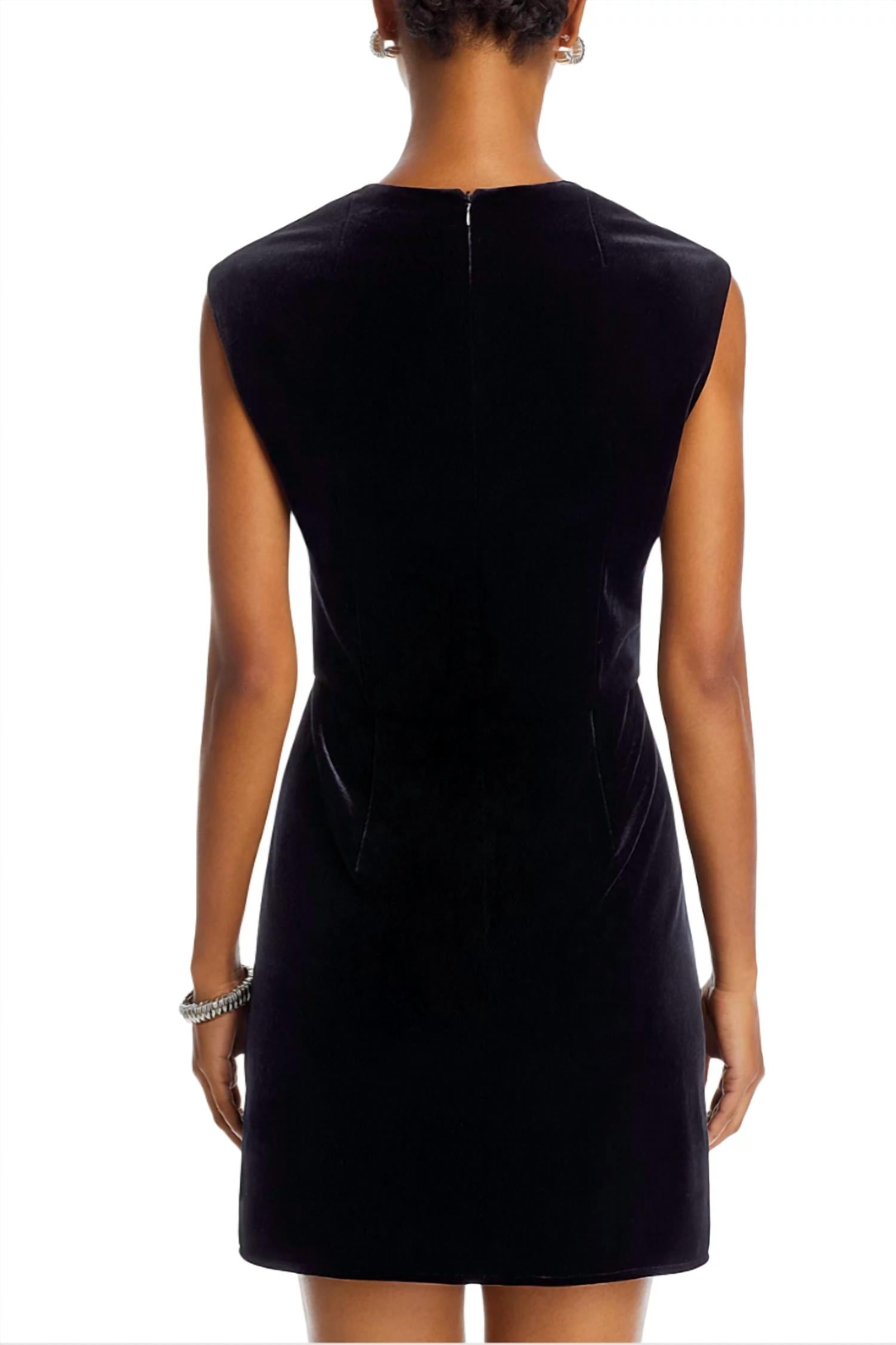 FRENCH CONNECTION Stretch Velvet Square Neck Dress in black - women's dress - detail view