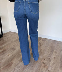 DAZE August High Rise Wide Leg Jeans in blue - women's pants - detail view