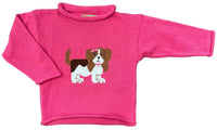 Luigi Kids - Girl's Cocker Spaniel With Bow Intarsia Sweater