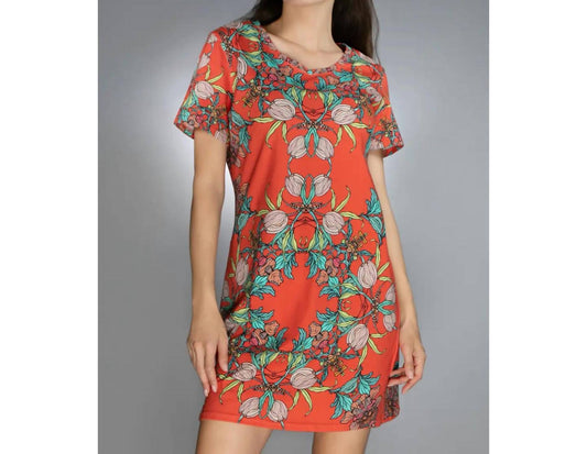 Nuvula - short-sleeve crocus red t-shirt dress