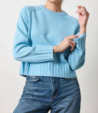 Lilla P Saddle Sleeve Crewneck Sweater in mystic blue 1 - women's sweater