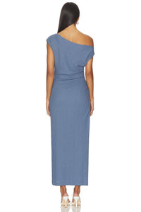 MINKPINK Freya Asymmetrical Dress in steel blue - women's dress - detail view