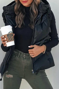 Hidden - Short Hooded Down Sleeveless Vest