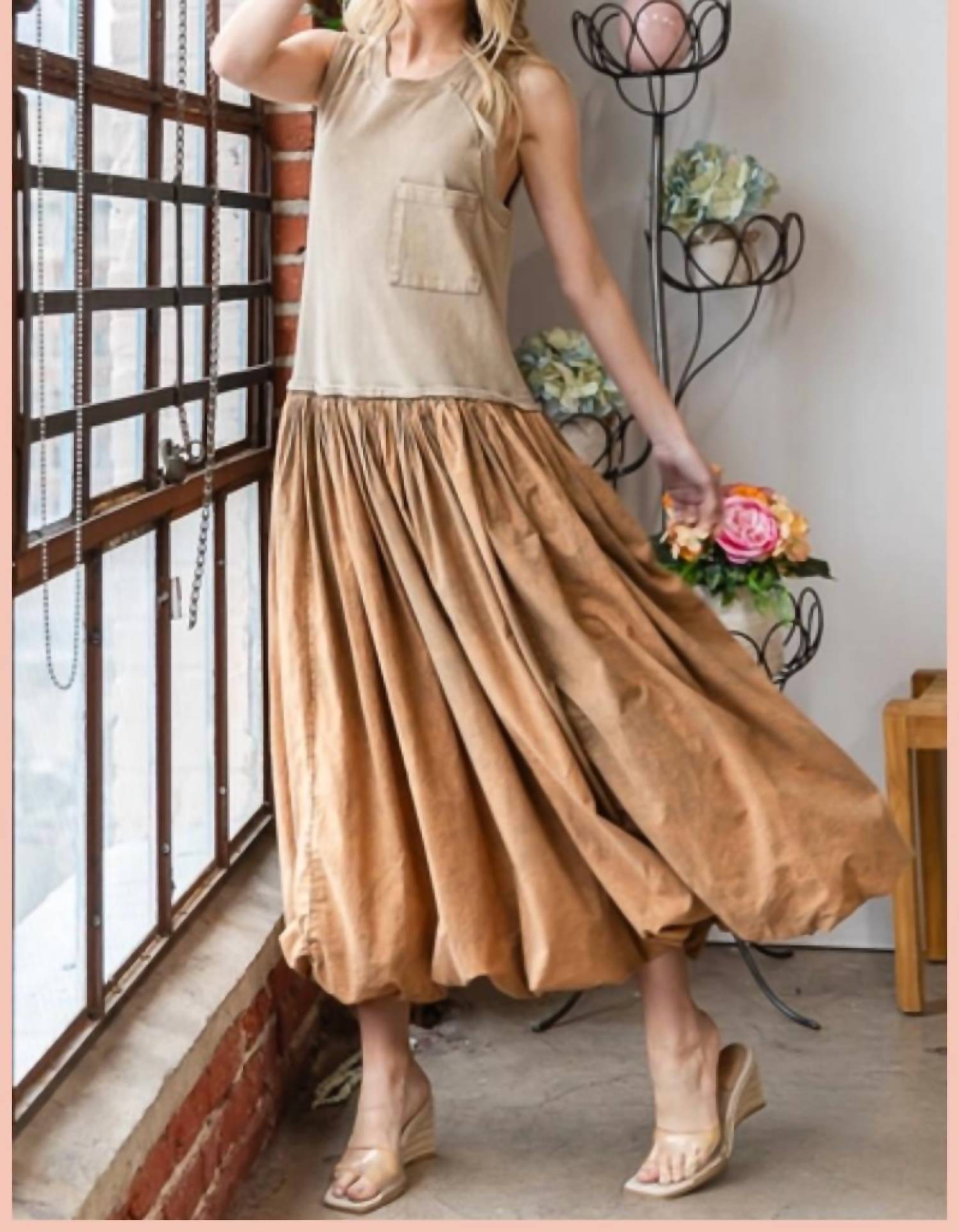 Oli & Hali - Washed Sleeveless Balloon Dress
