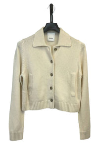 Allude Women's Collar Cardigan in alabaster - women's cardigan
