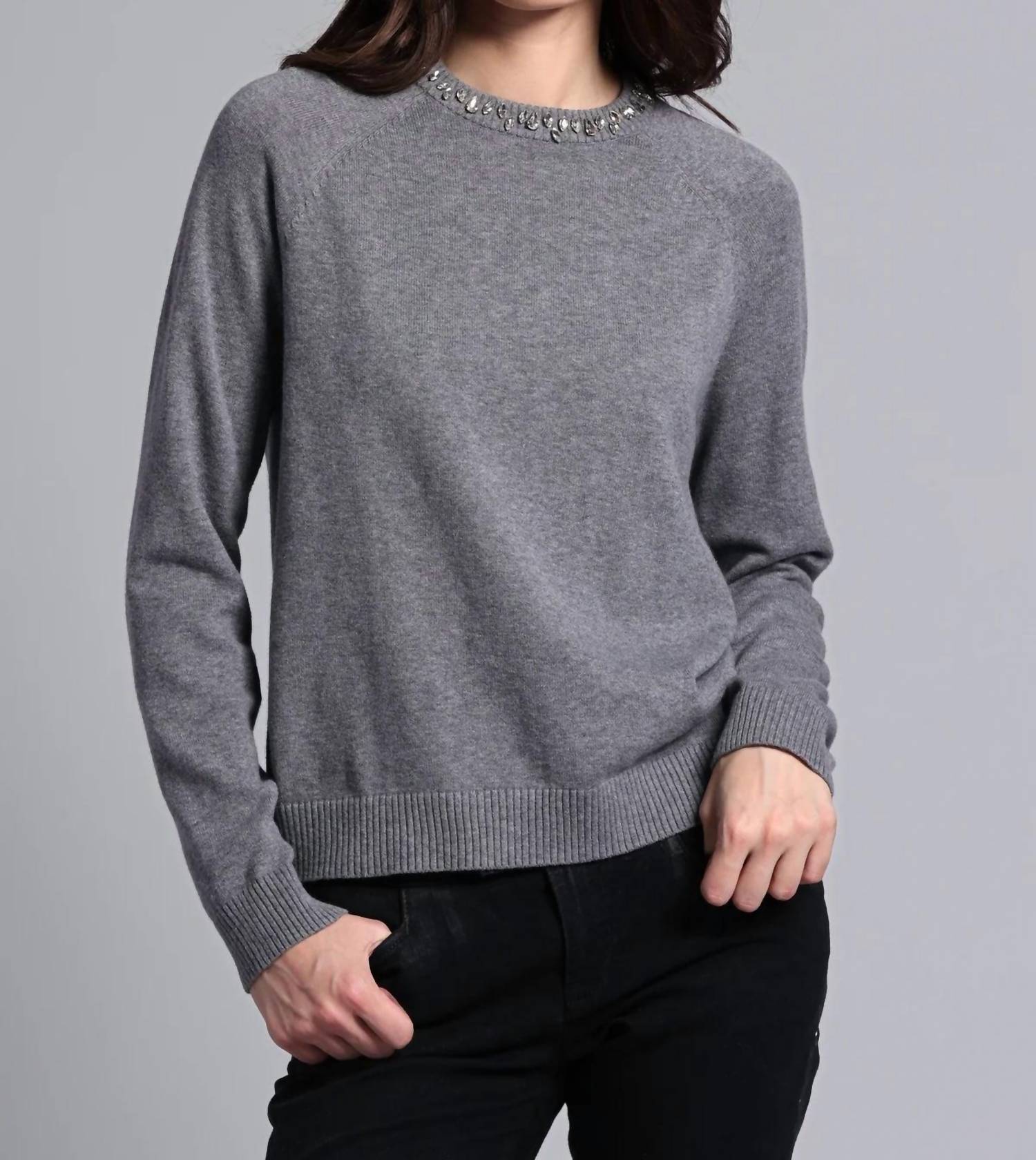 Minnie Rose - Cotton Cashmere Raglan Crew Jewel Neck Top